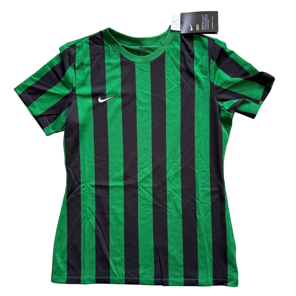 Nike Division IV Soccer Jersey Green Black Womens Medium Short Sleeve Ref‎ NWT